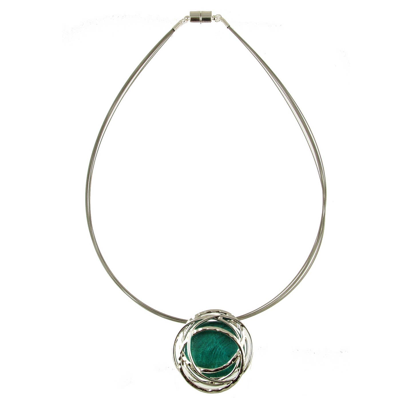 Silver Turquoise Oxidized Silver Necklace Magnetic Necklace