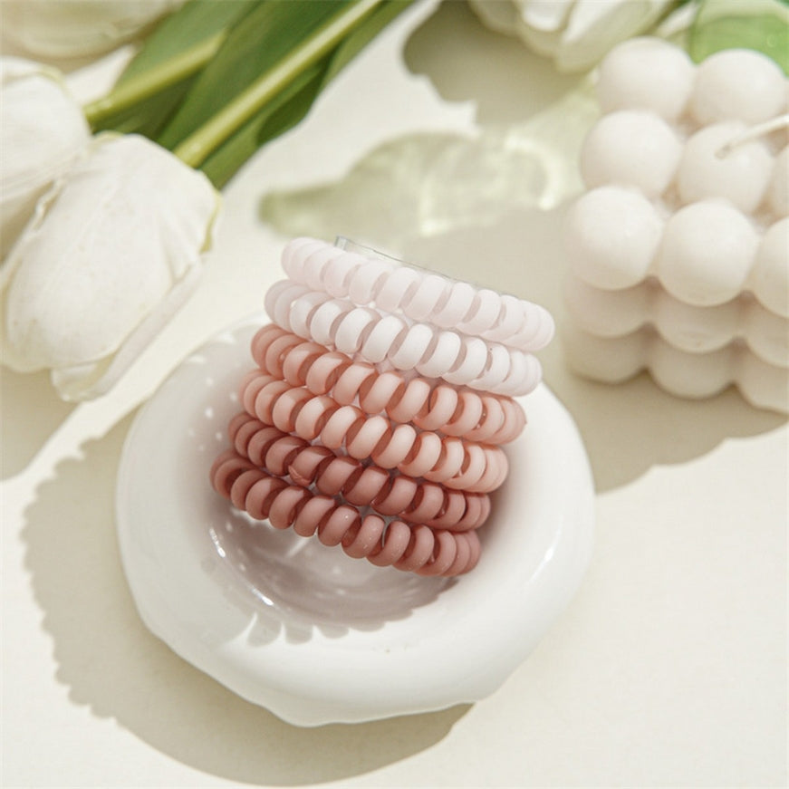 Pink Sunrise High Elastic Frosted Phone Cord Hair Ties