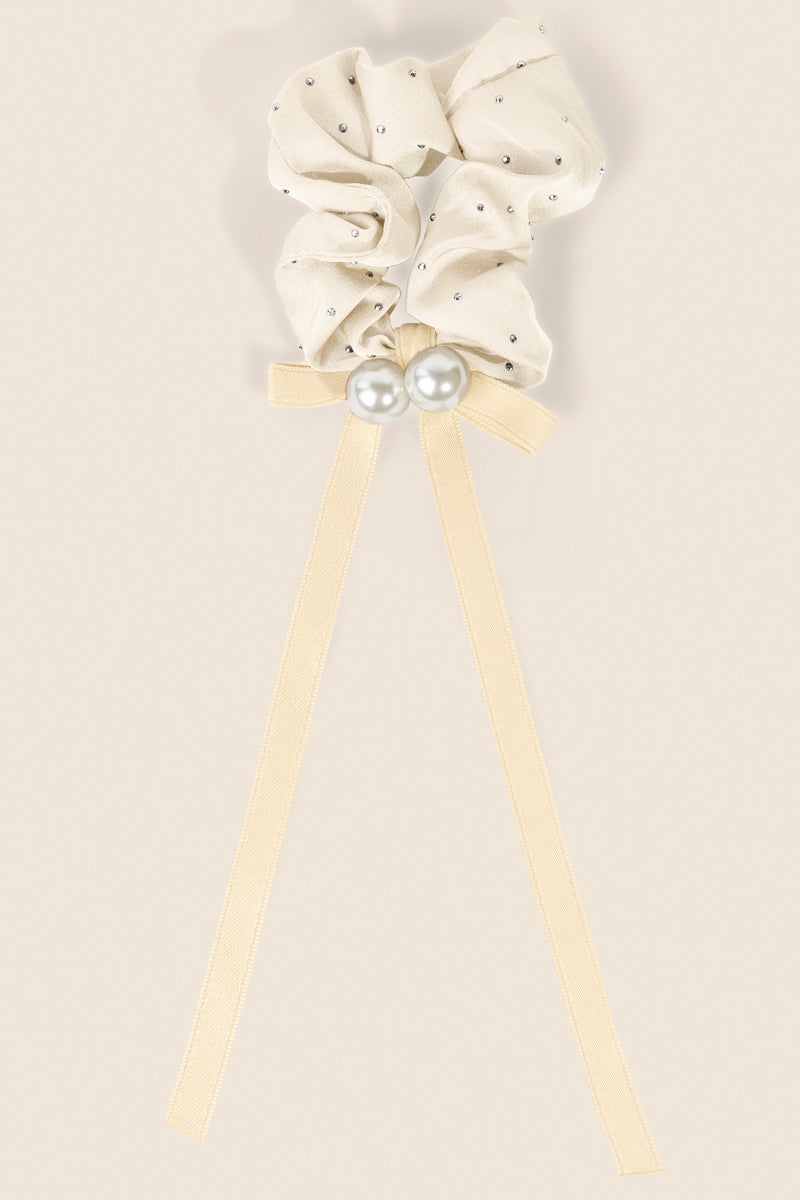 Ivory Pearl Tail Hair Scrunchie