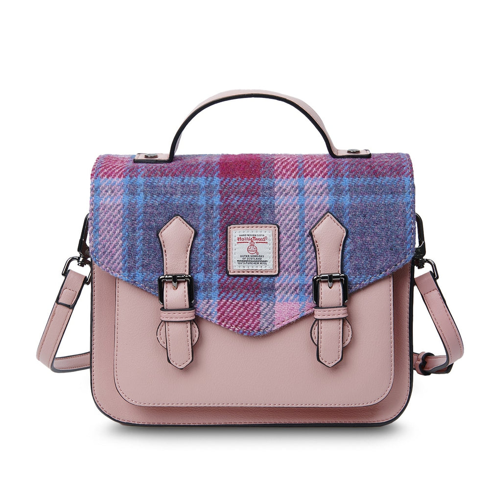 The Medium Calton Satchel  - Pink & Blue Tartan