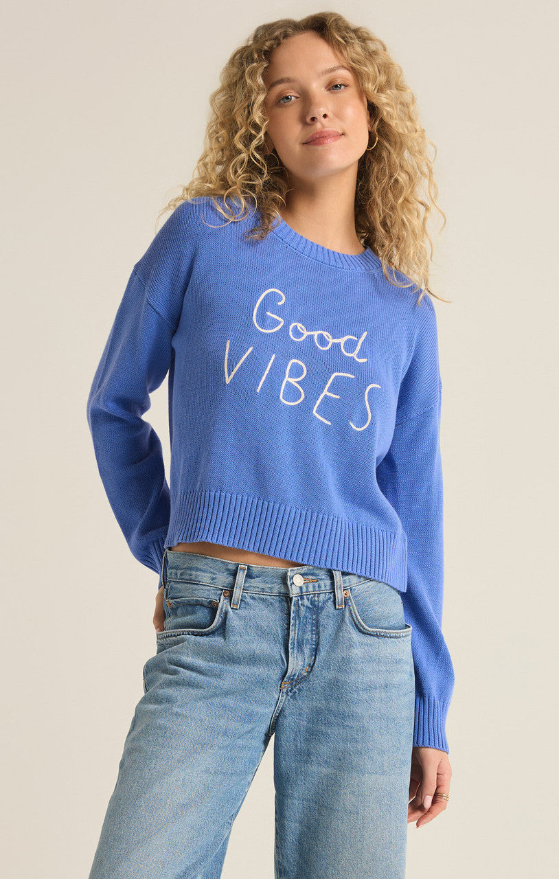 Bay Blue Good Vibes Sweater