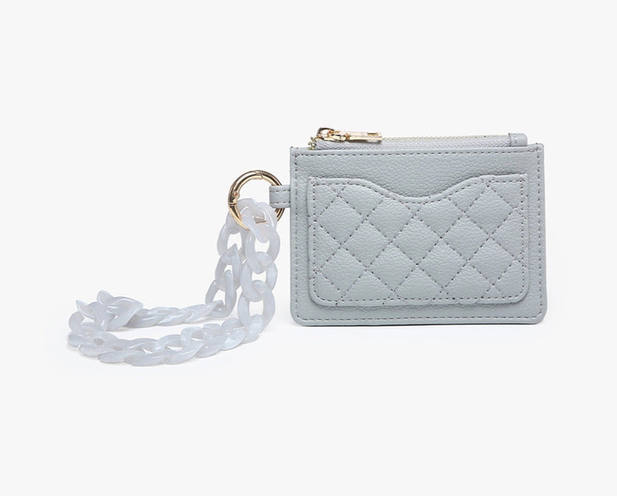 Grey Rhodes Quilted Wallet Keychain