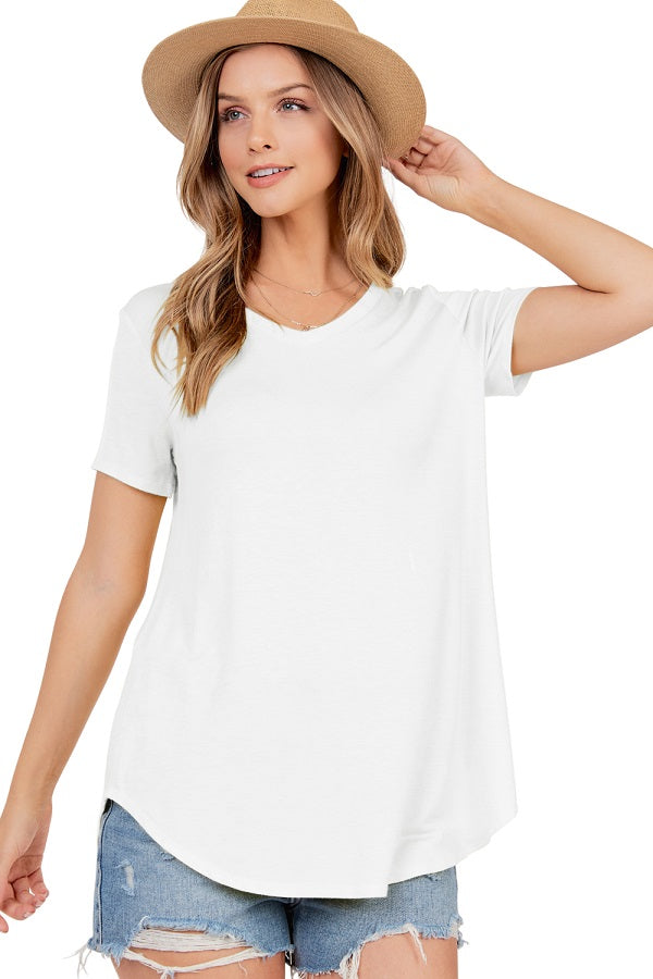 Ivory Basic V-Neck Tee