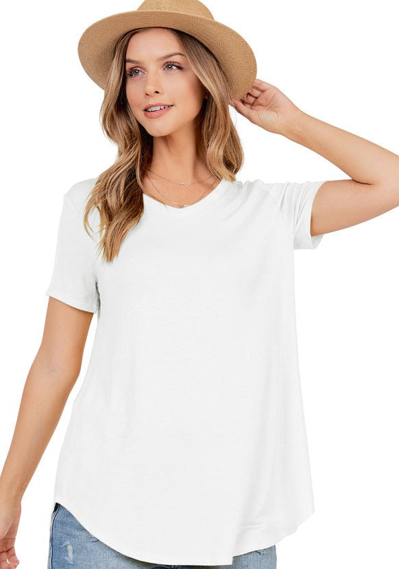 Ivory Basic V-Neck Tee