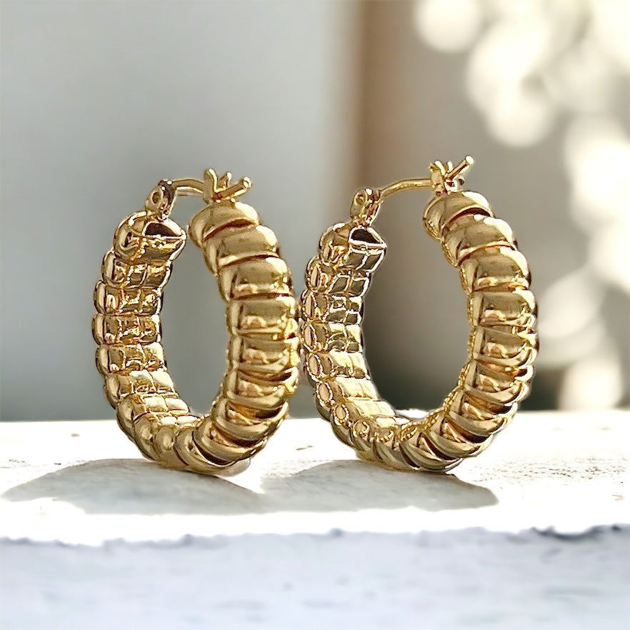 Spiral Chic Gold 27mm Round Hoop Earrings