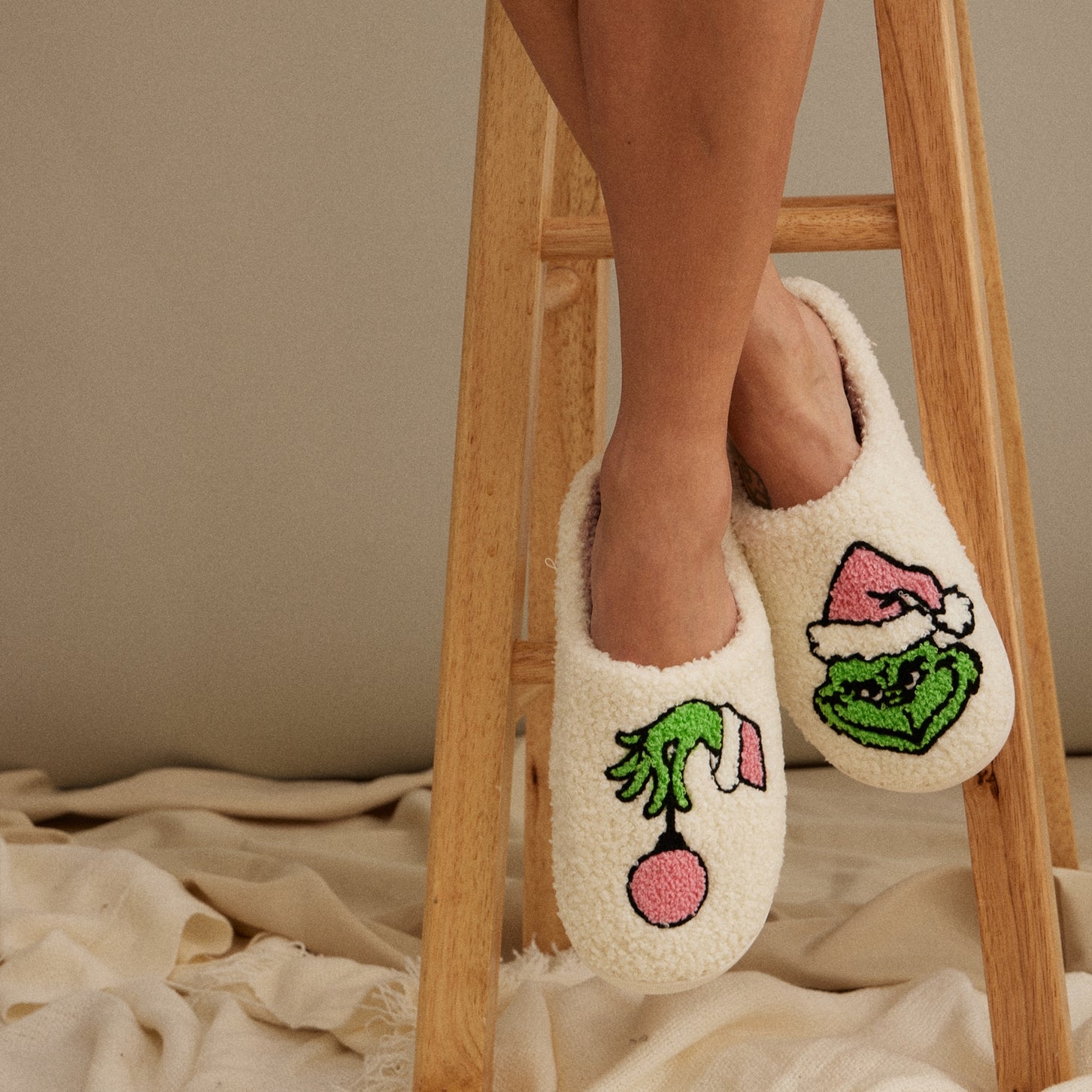 Christmas Grinchy Monster House Slippers