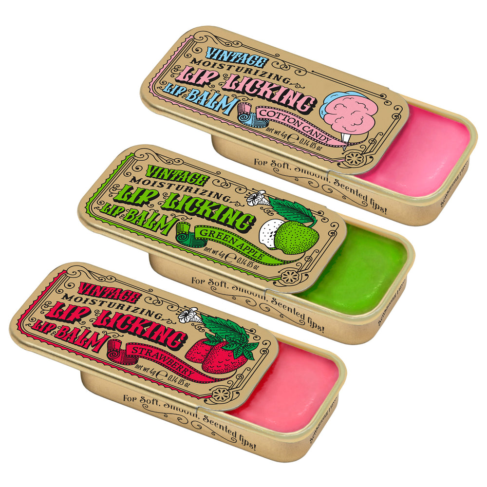 Candy Cane Lip Licking Lip Balm Kit: Strawberry, Green Apple & Cotton Candy