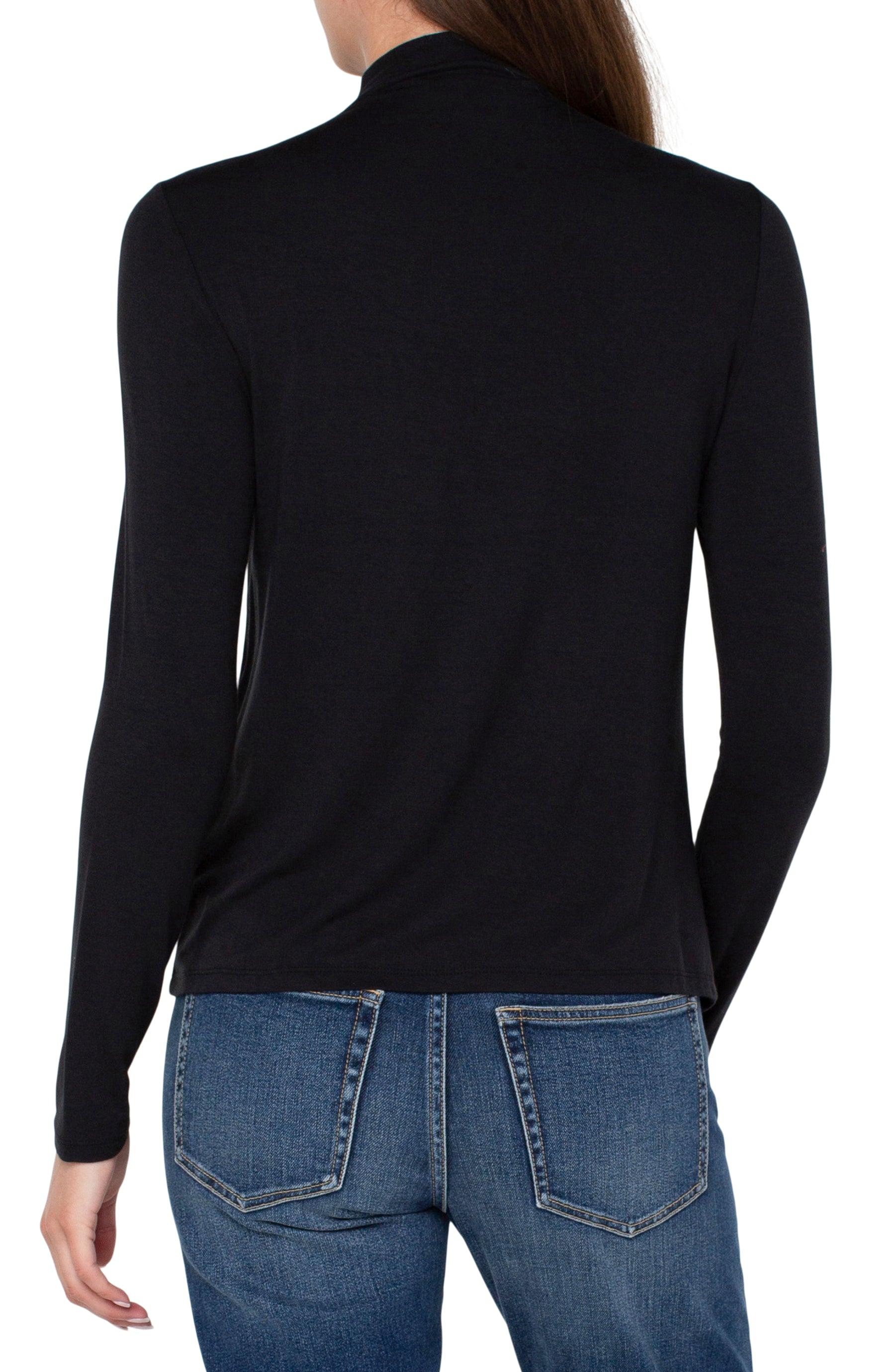 Long Sleeve Mock Neck Knit Top Black