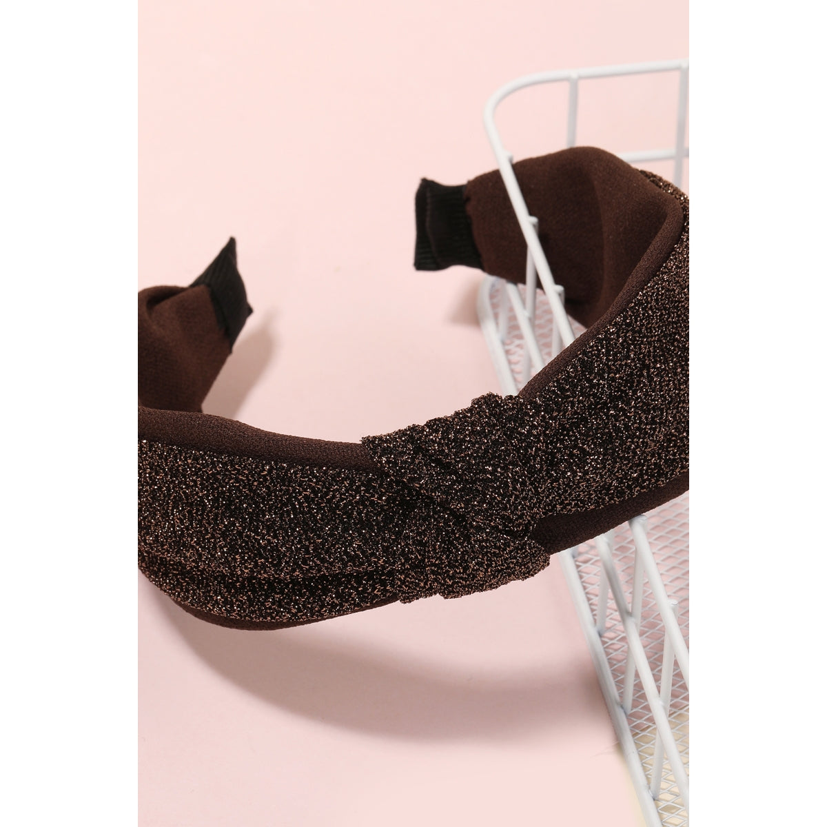 Brown Two Tone Shimmer Fabric Twist Headband