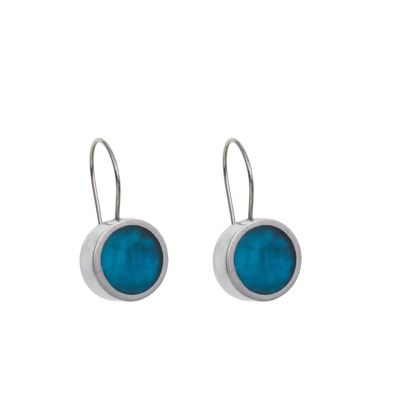 Mosaic Blue Resin & Shell Alum Earring