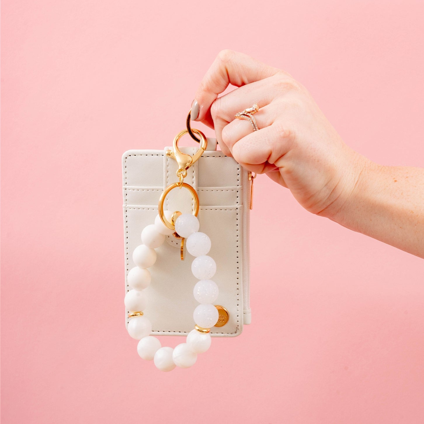 Hands-Free Keychain Wristlet - Pearl