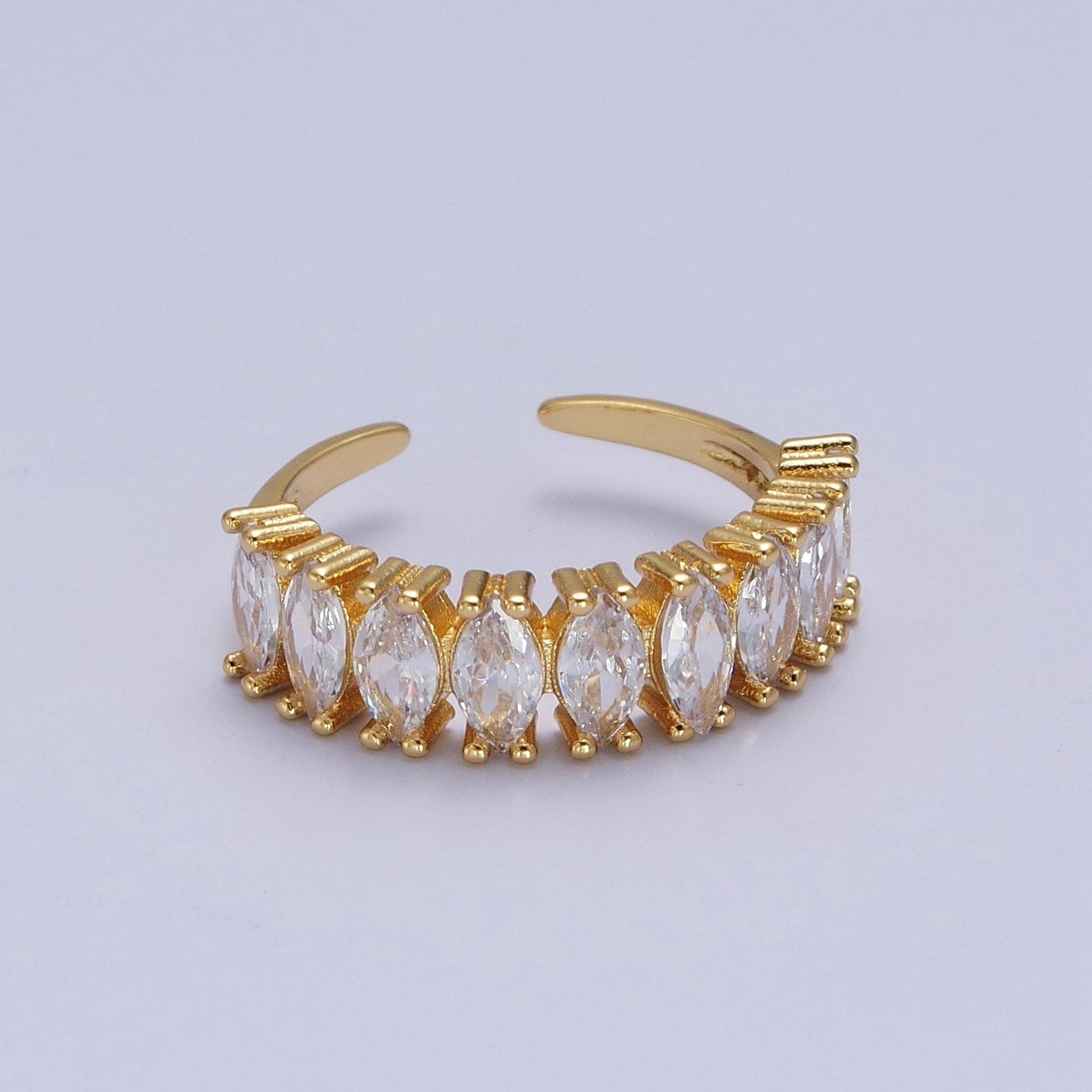 Clear Marquise CZ Adjustable Gold Band Ring