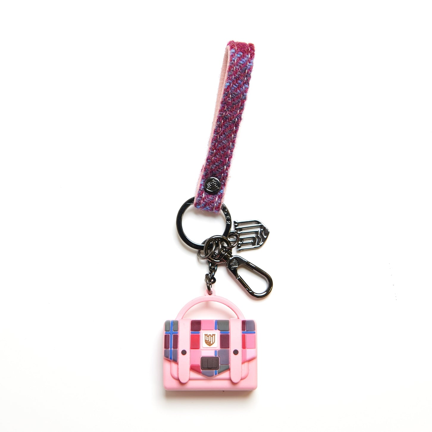 Islander Satchel Keyring - Pink/Blue Tartan