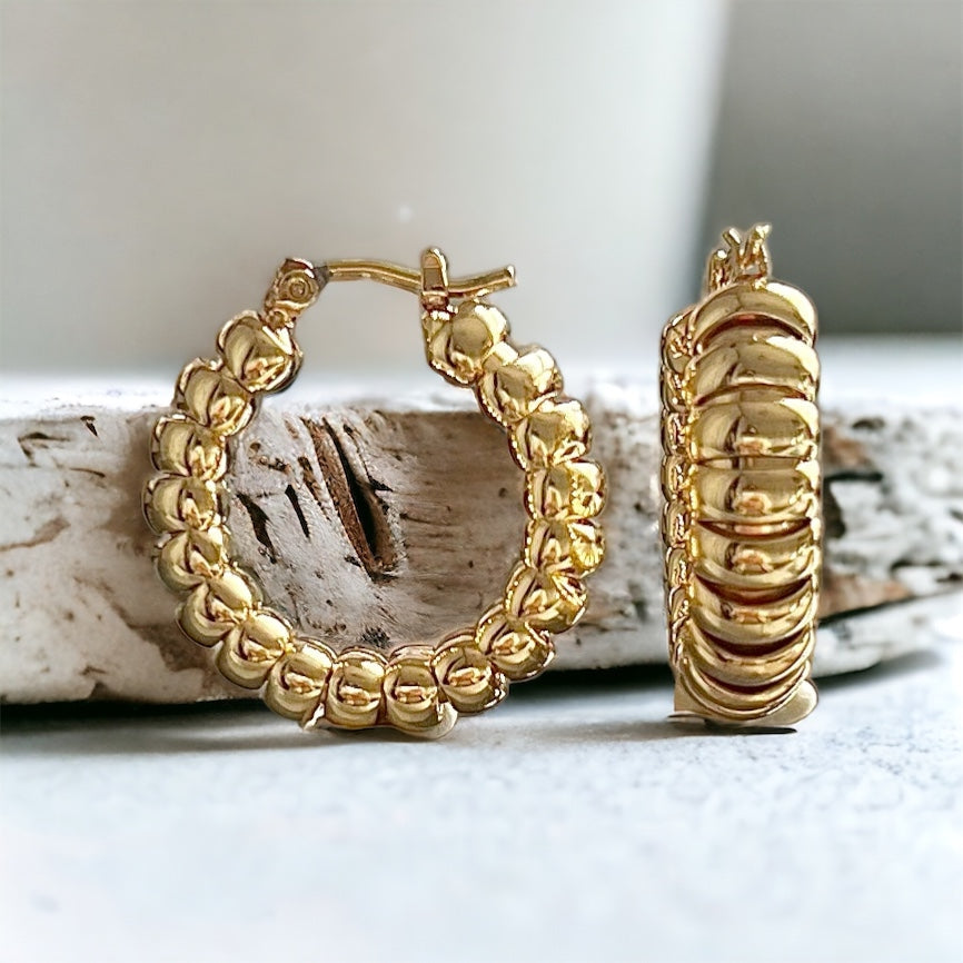 Spiral Chic Gold 27mm Round Hoop Earrings