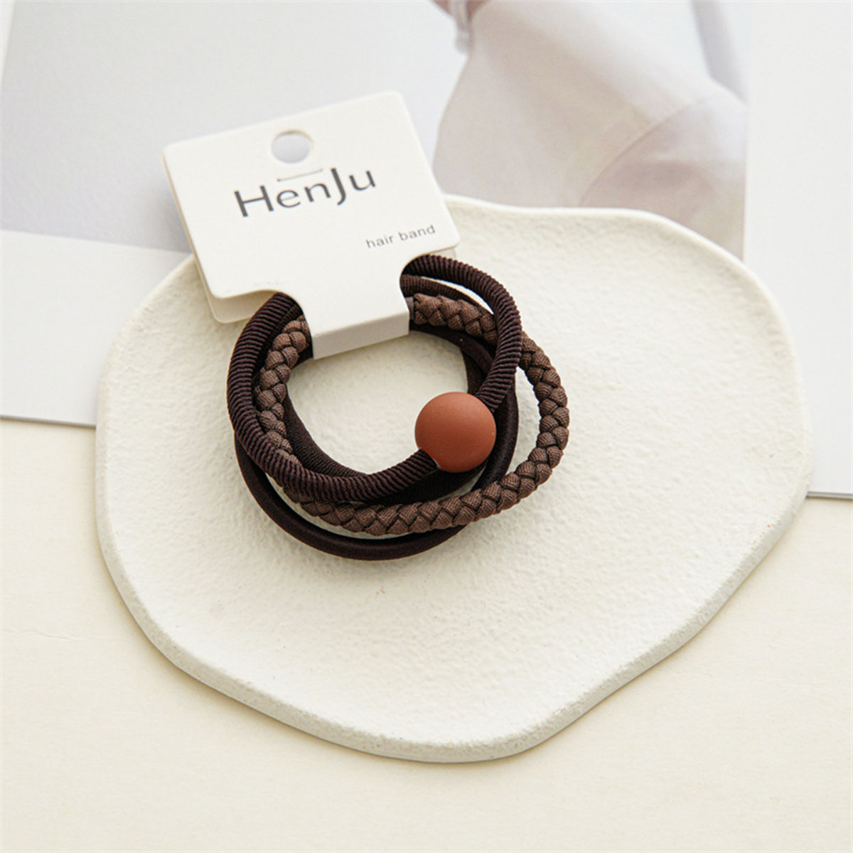 Coffee 4 Piece Simple Hair Ties