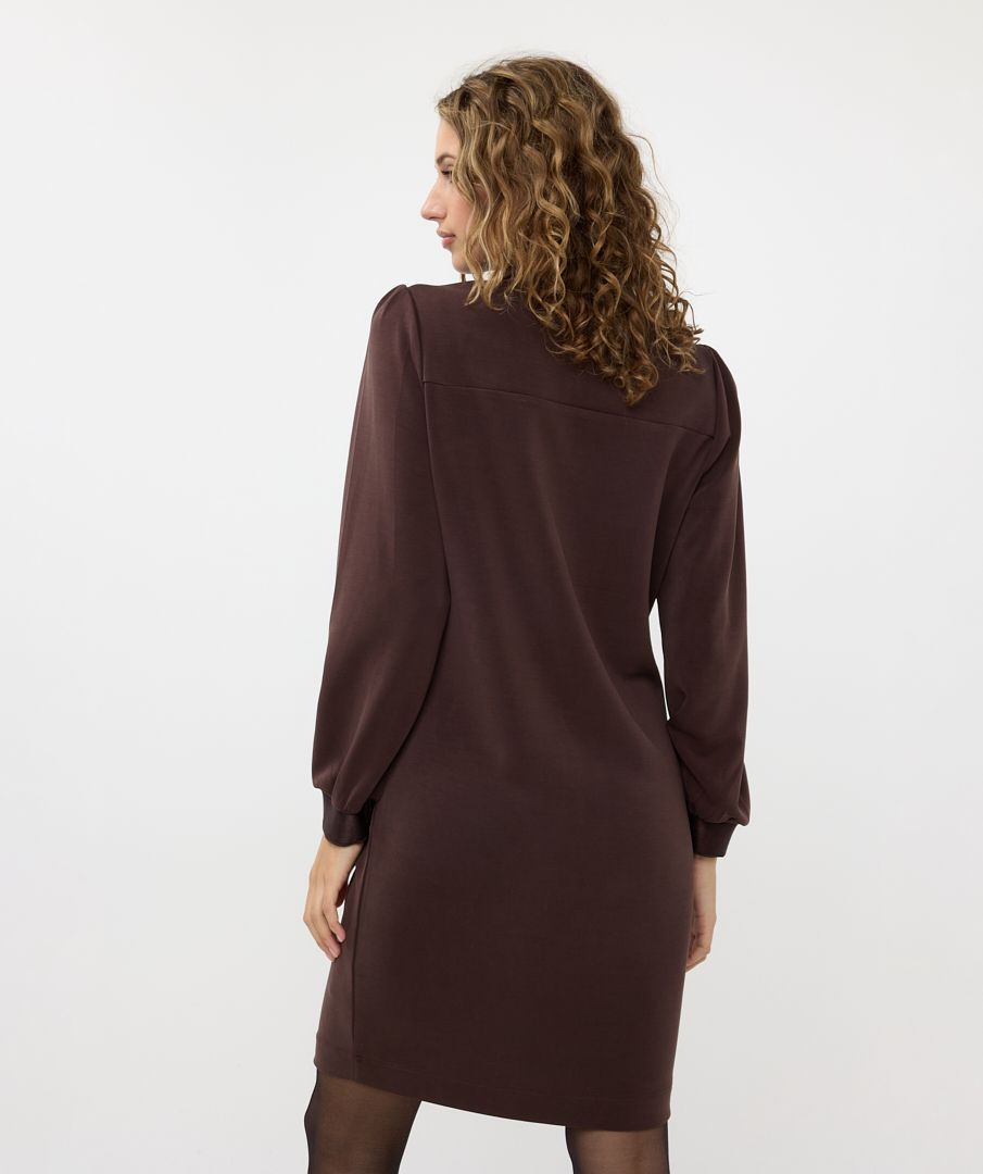 Chocolate Scuba Knit 1/4 Zip Dress