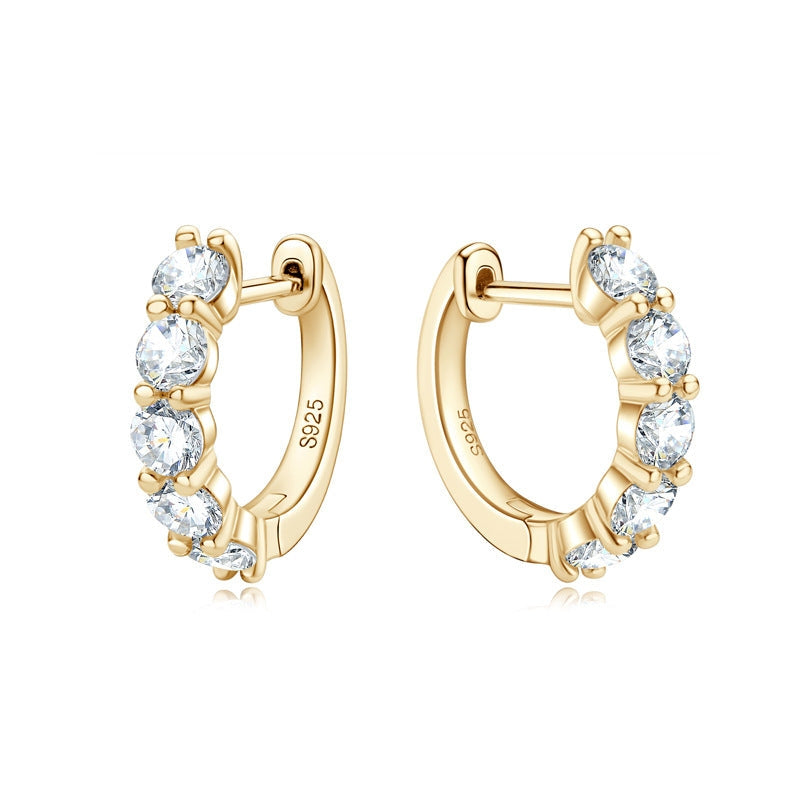 Gold Dainty Moissanite Hoop Earrings 925 Sterling Silver