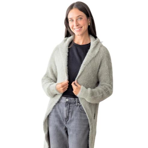 Sage Eyelash Yarn Cardigan - One Size Fits Most