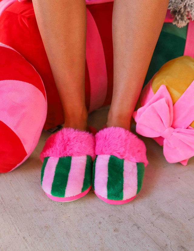 Felicity Pink Stripe Slippers