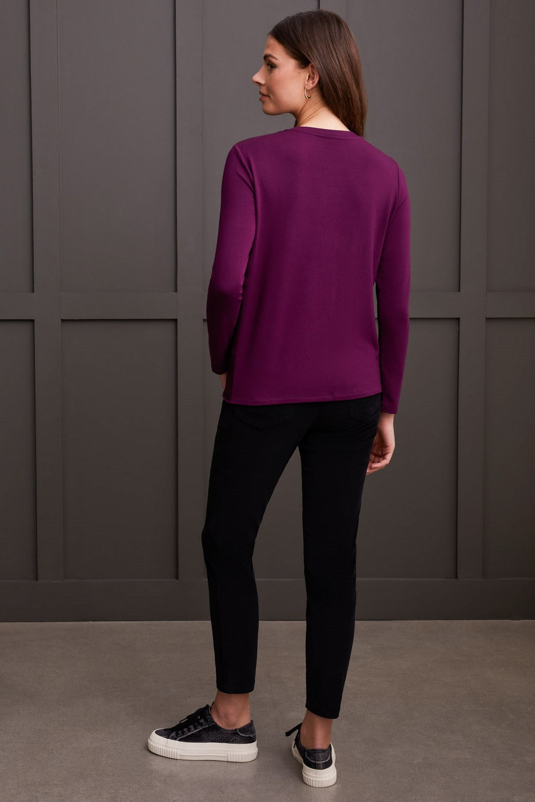 Dark Plum French Terry Knot Front Top