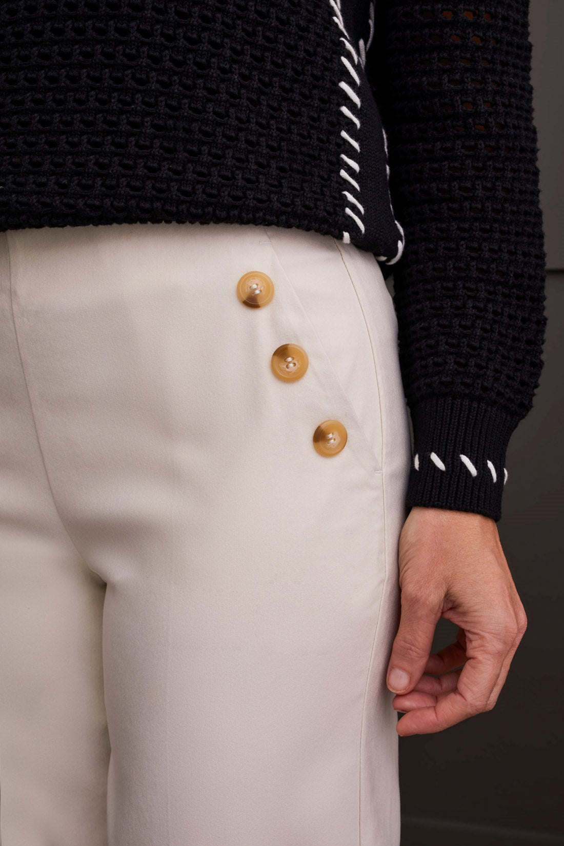 Pull On Palazzo W/Button Detail