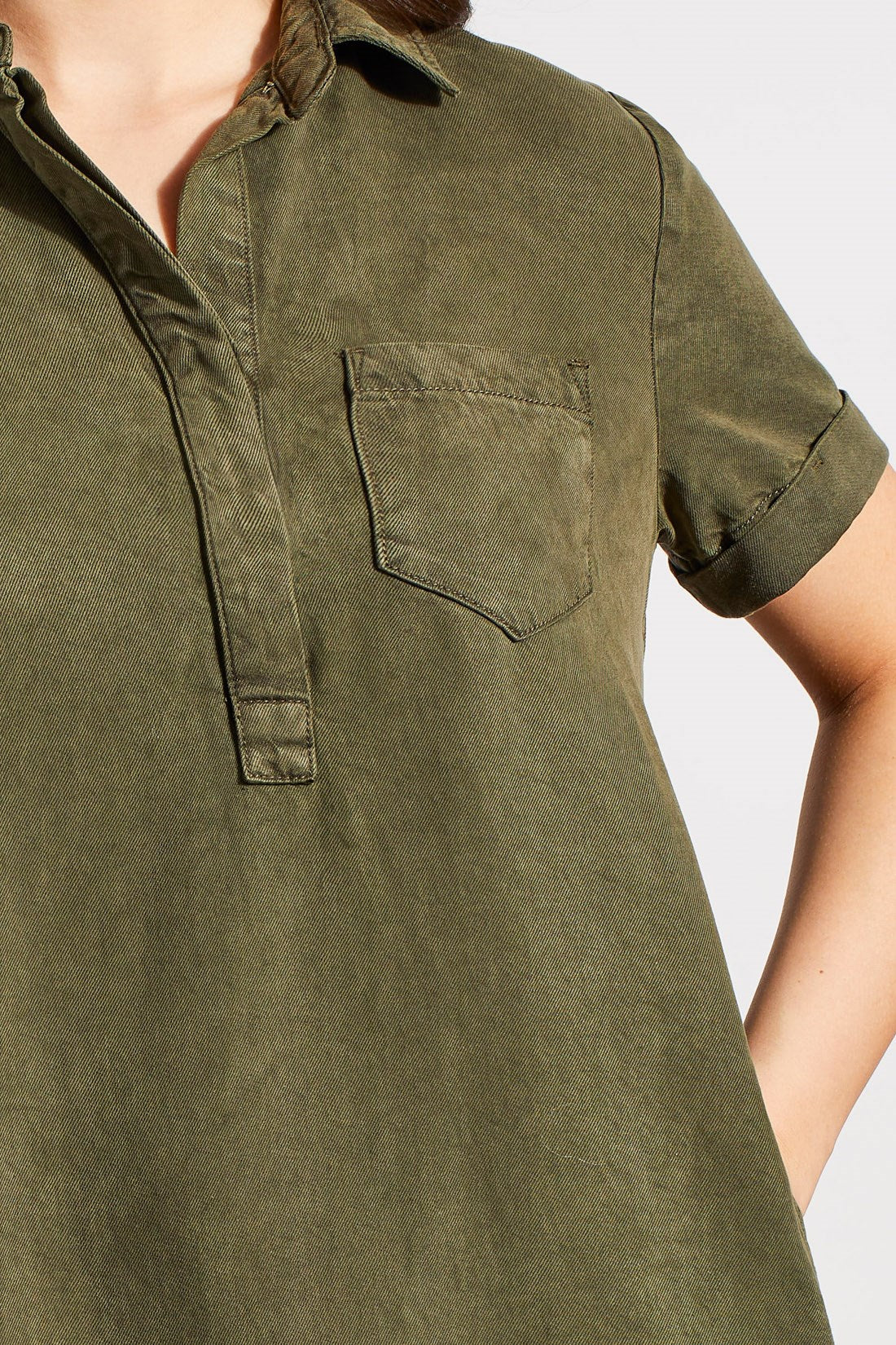 Olive Pop Over Shirt Dress