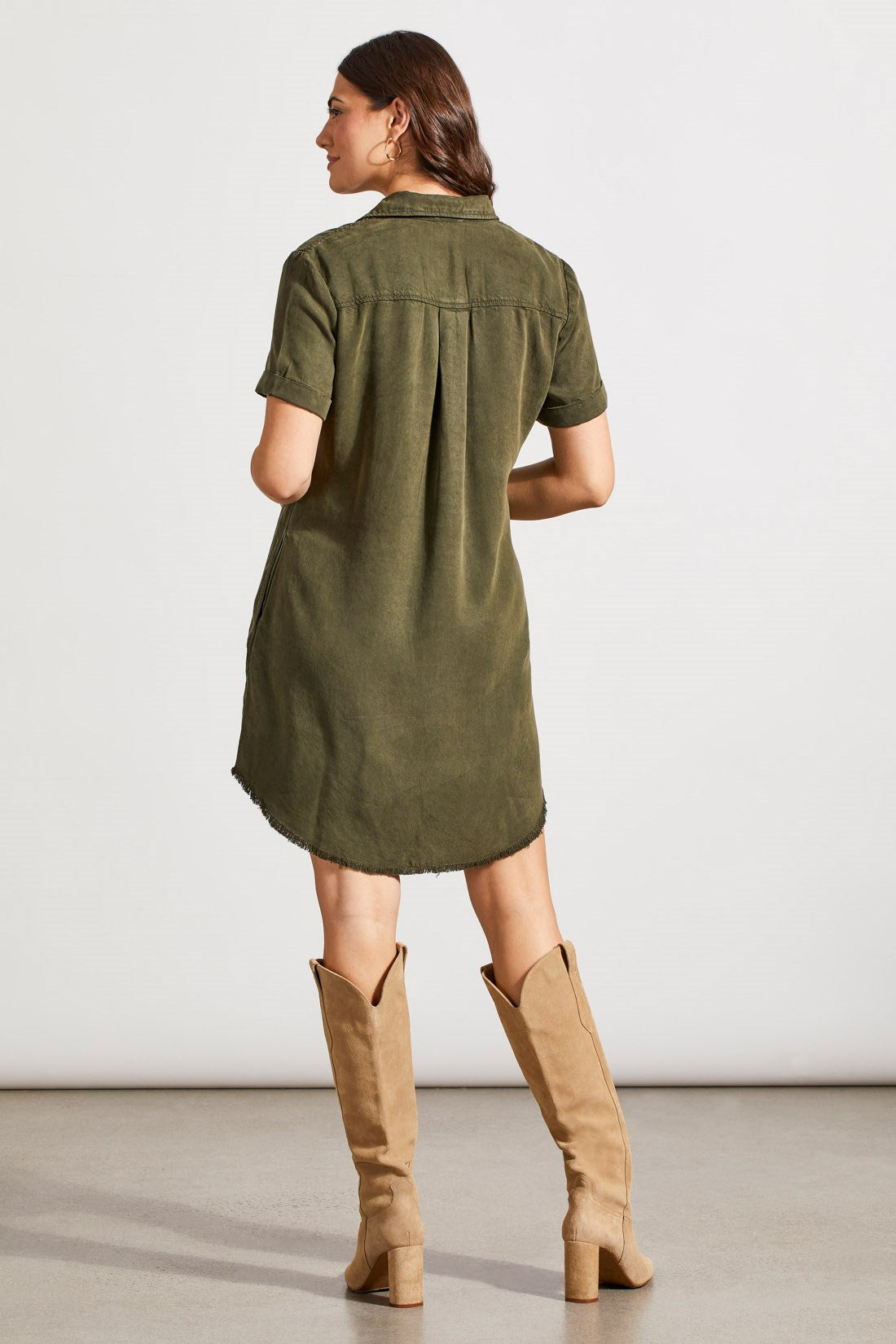 Olive Pop Over Shirt Dress