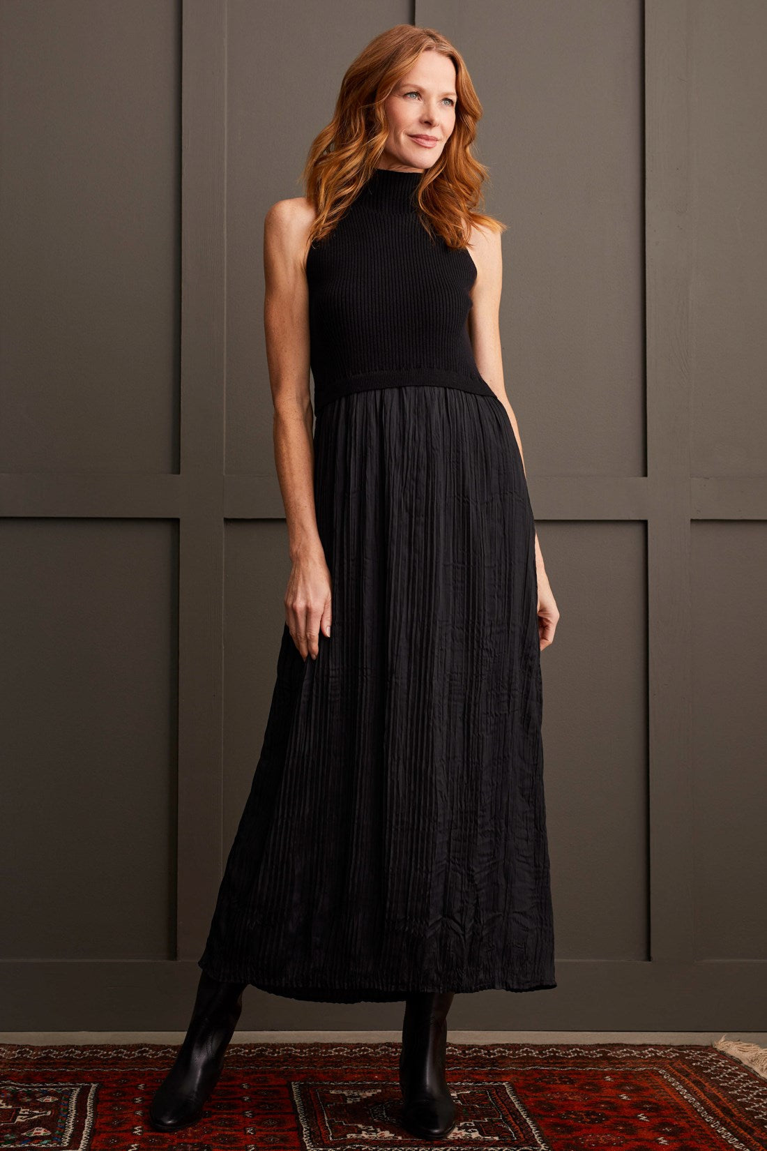 Black Sleeveless Twofer Maxi Dress