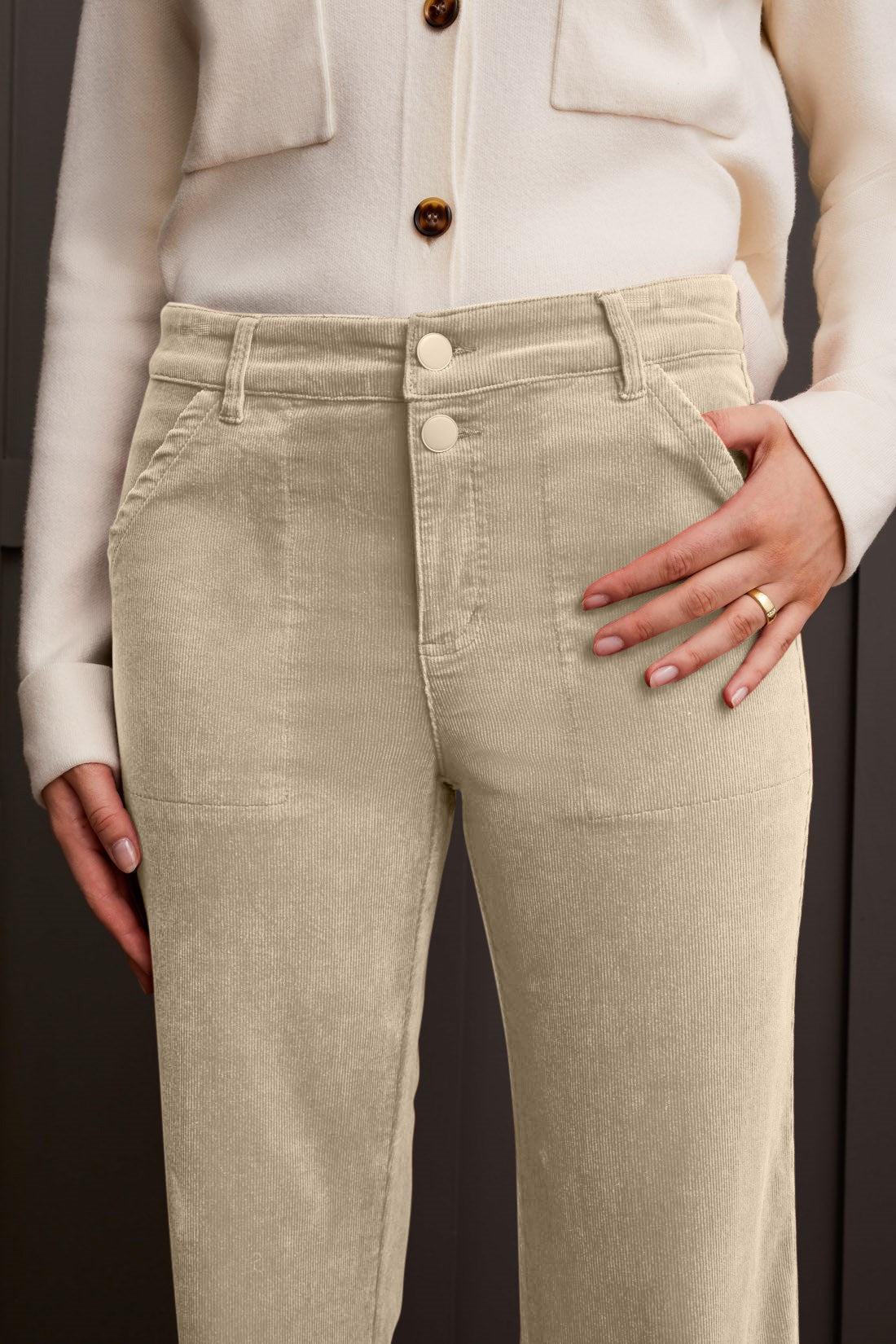 Stretch Corduroy Straight Leg Pant - FIVE COLORS AVAILABLE