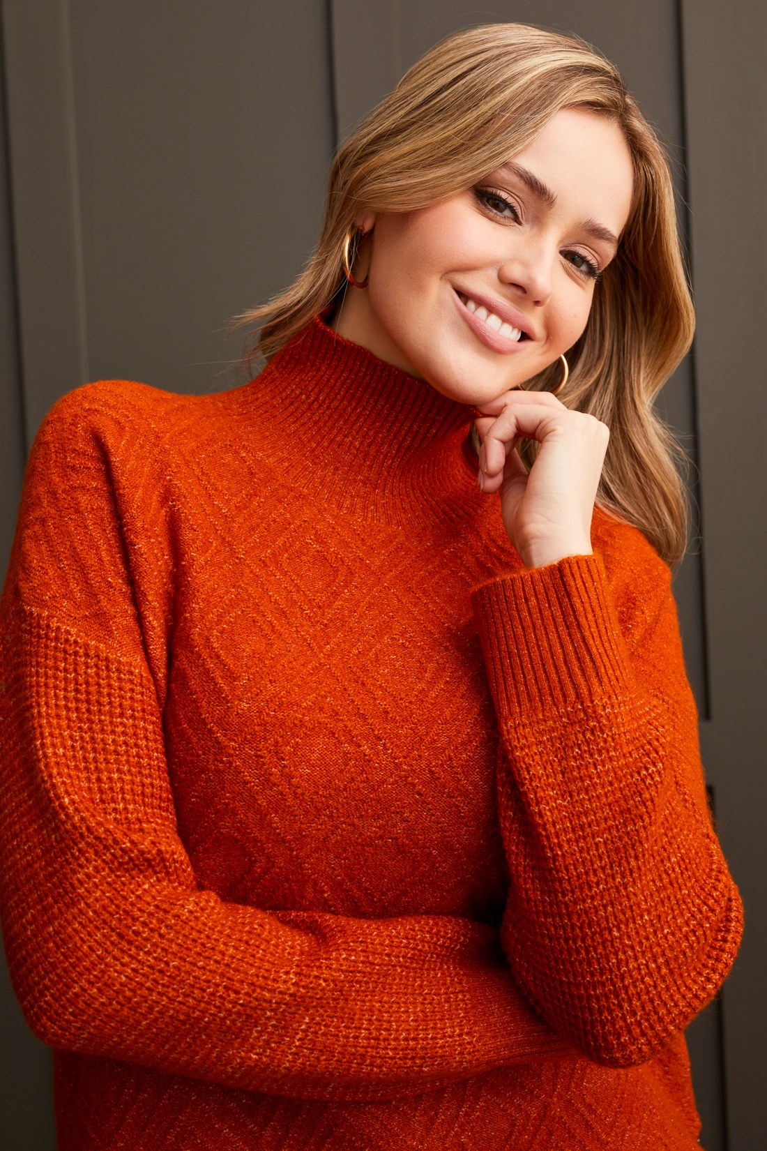 Textured Mock Neck Sweater - TWO COLORS AVAILABLE