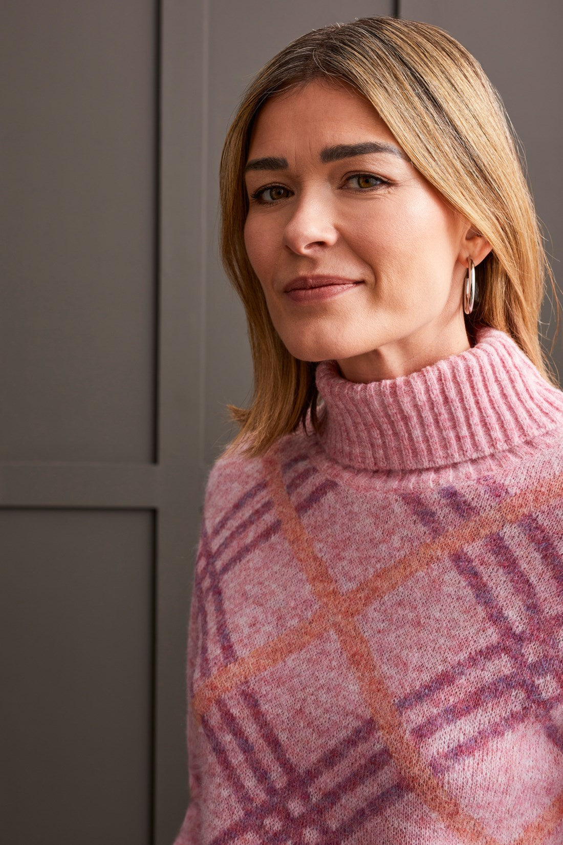 T- Neck Intarsia Sweater