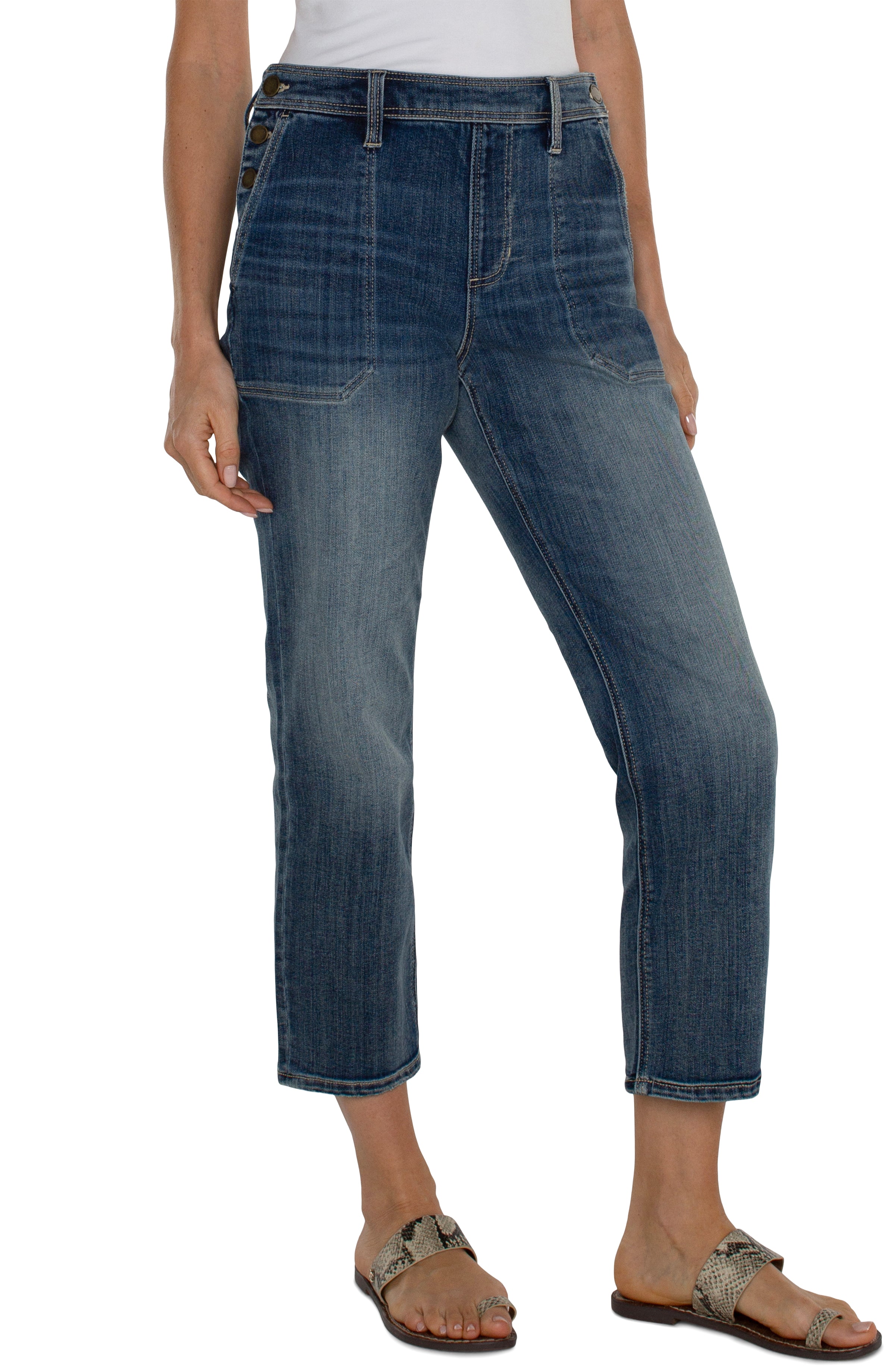 Kennedy High Rise Crop Straight w/Side Buttons 26" - FINAL SALE