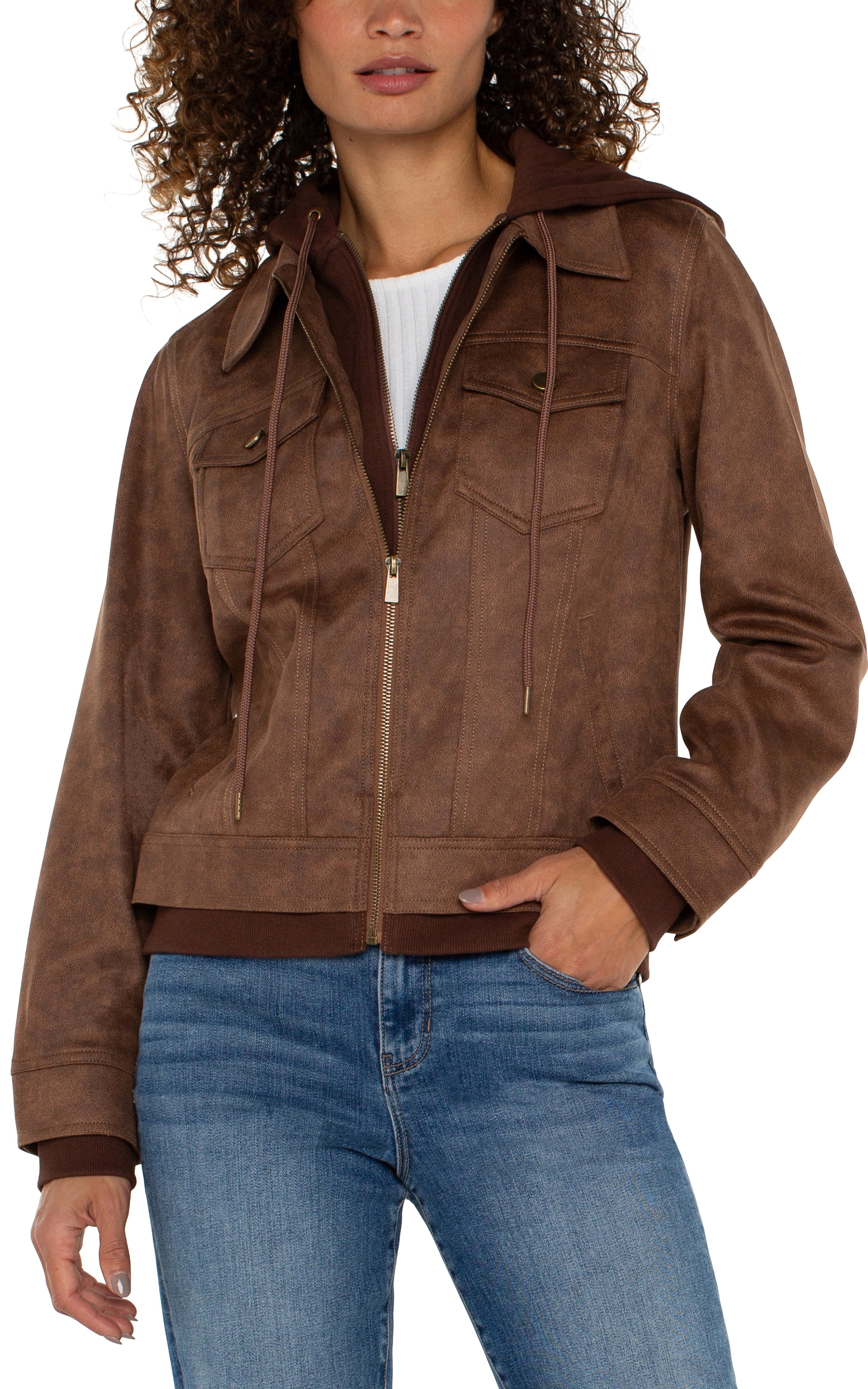 Vintage Umber Zip Up Trucker Jacket