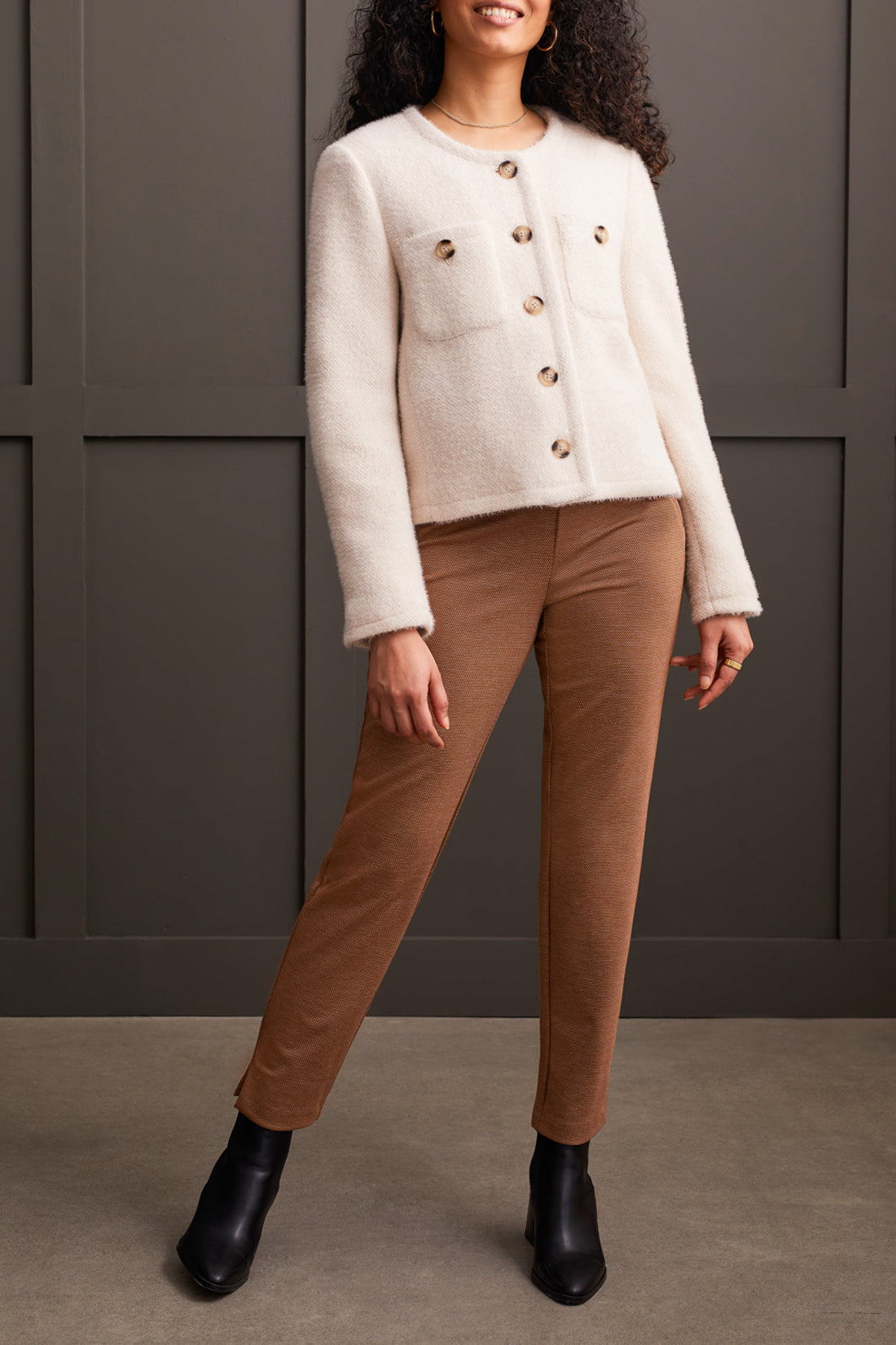 Moonstone Lined Button Front Coat