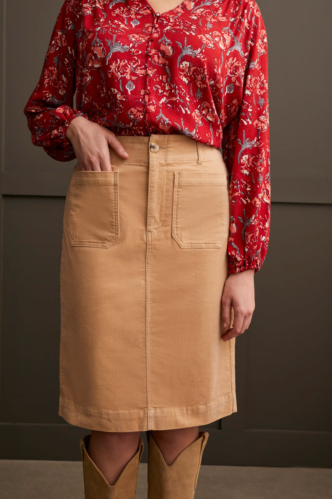 Gold Fly Front Skirt