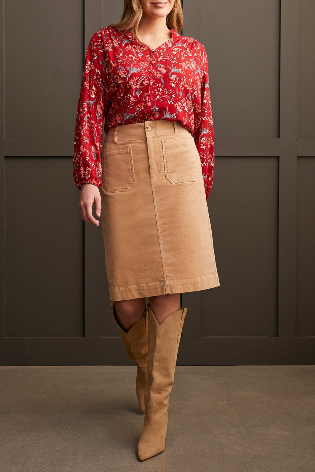 Gold Fly Front Skirt