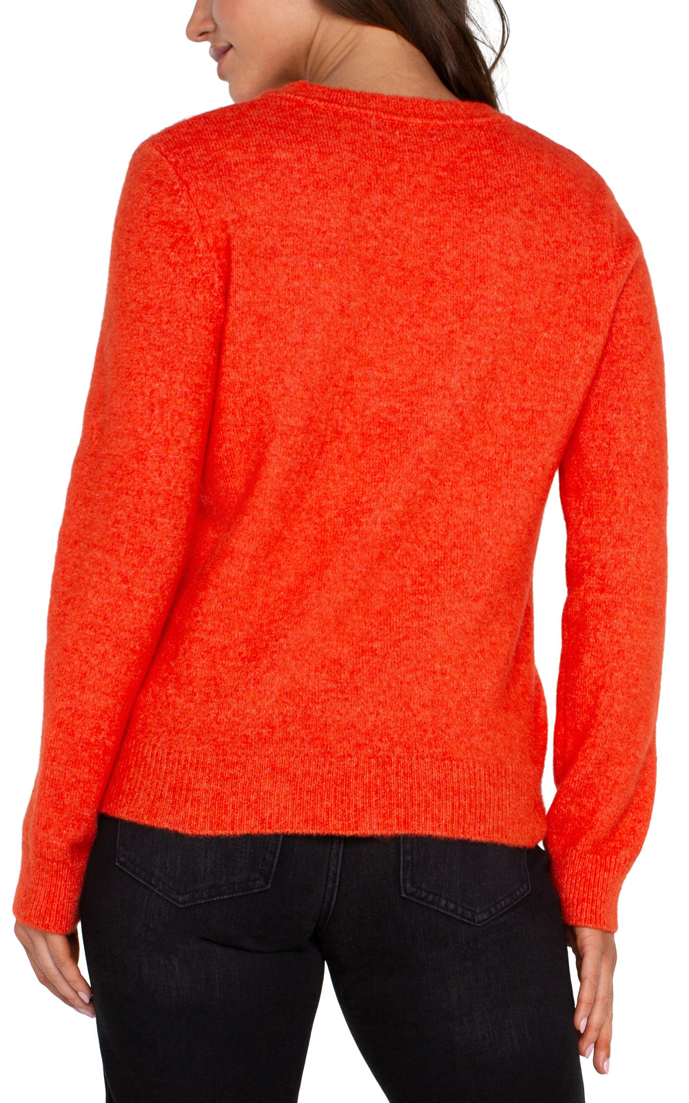 Orange Long Sleeve Cut Out Bow Neck Sweater